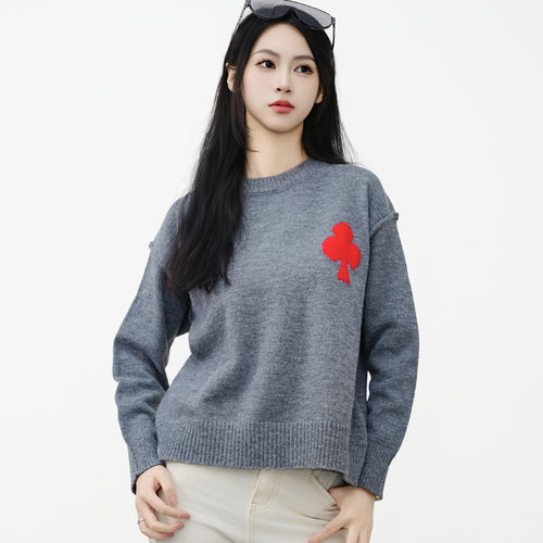 Dame fritidsstriktrøje med broderet detalje Stilla