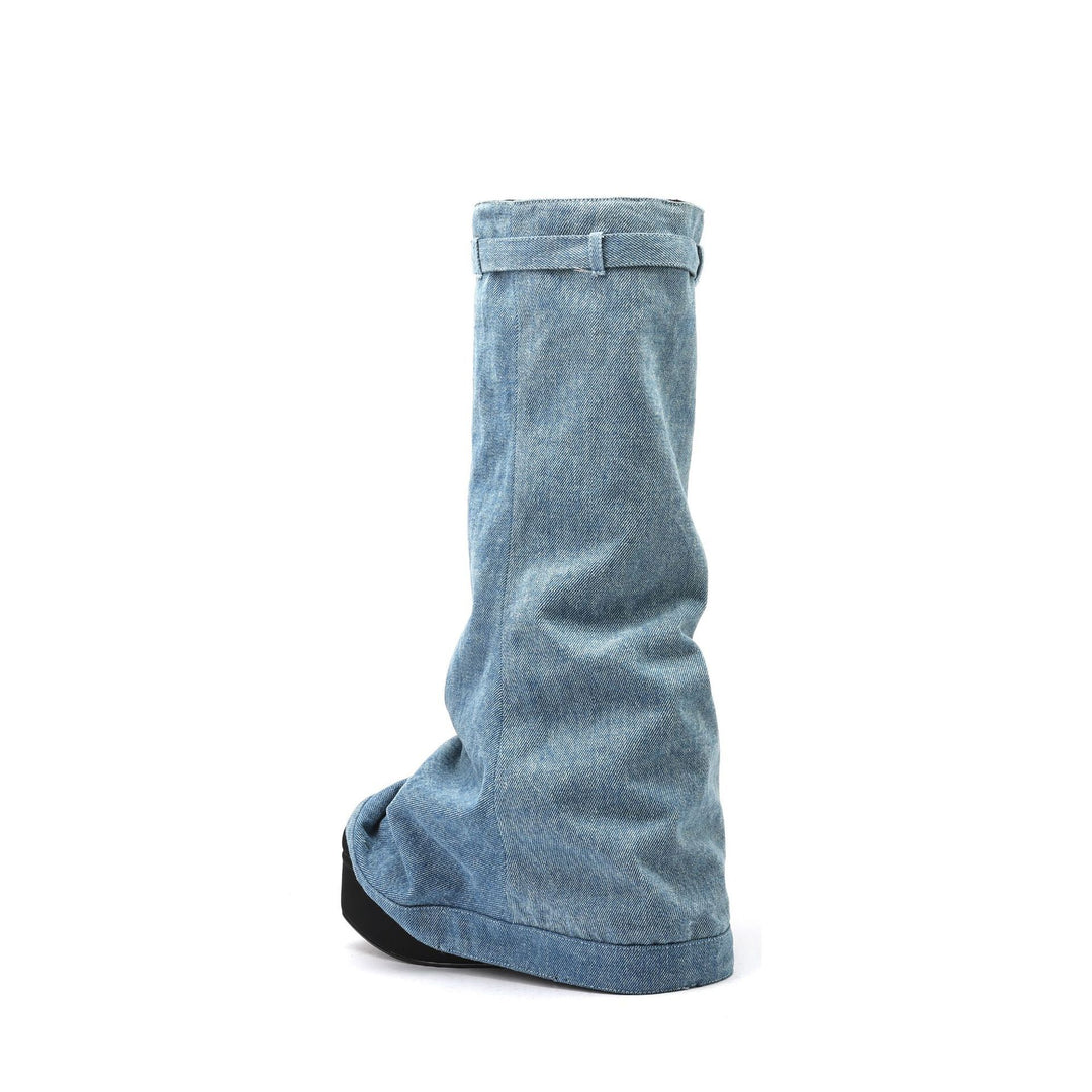 Femme Denim Slouchy High-Top Støvler Stilla
