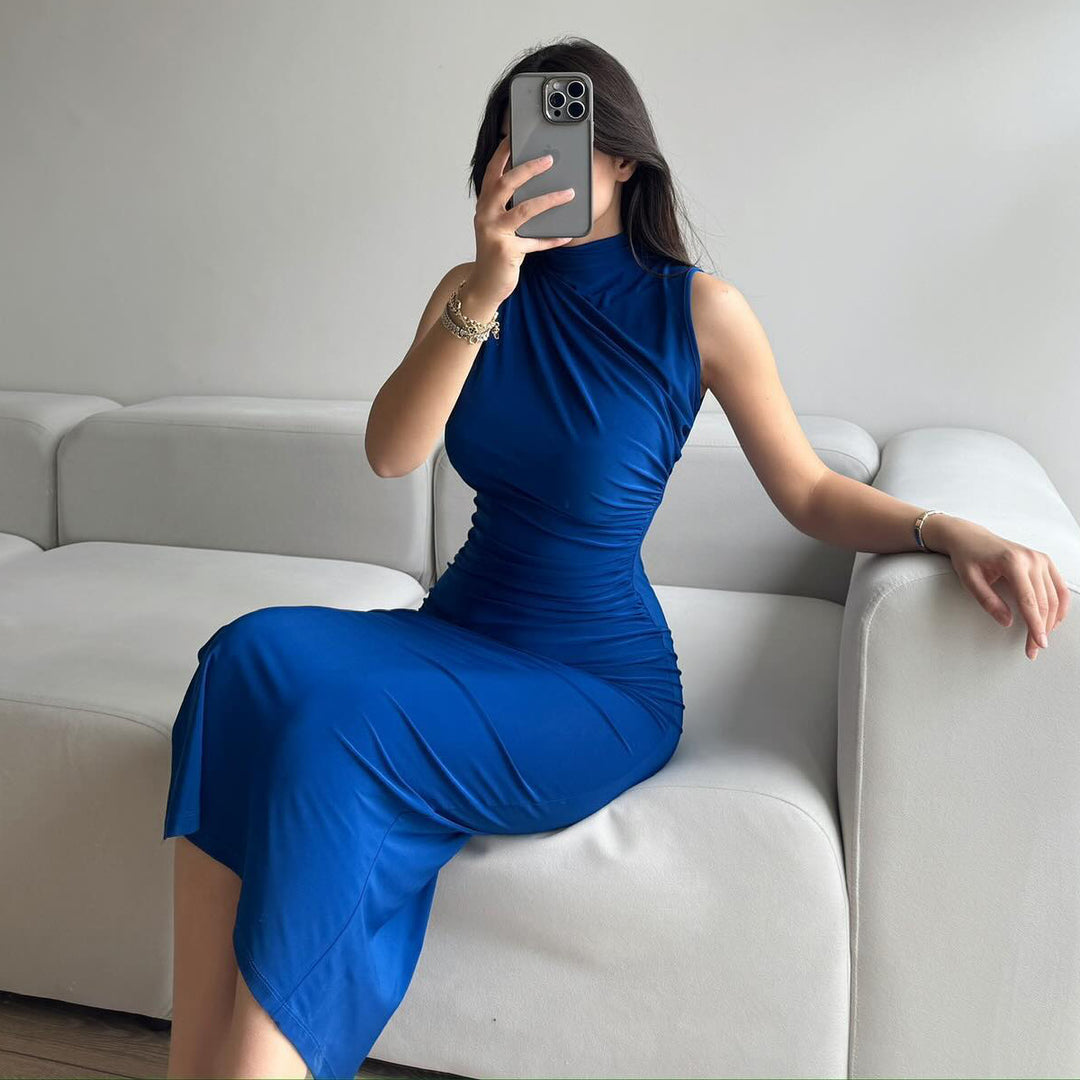 Dame elegant Maxi-Kjole med asymmetrisk overdelt og figursyet snit Stilla