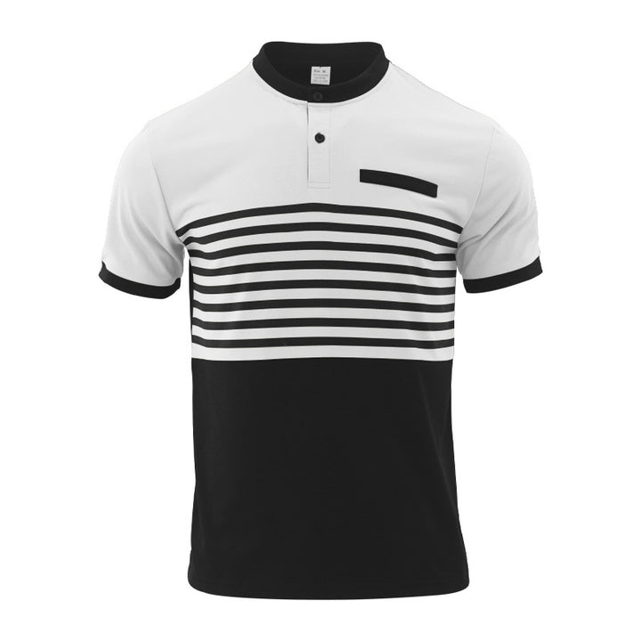 Herrer kortærmet poloshirt med moderne stribemønster og praktiske knapper Stilla