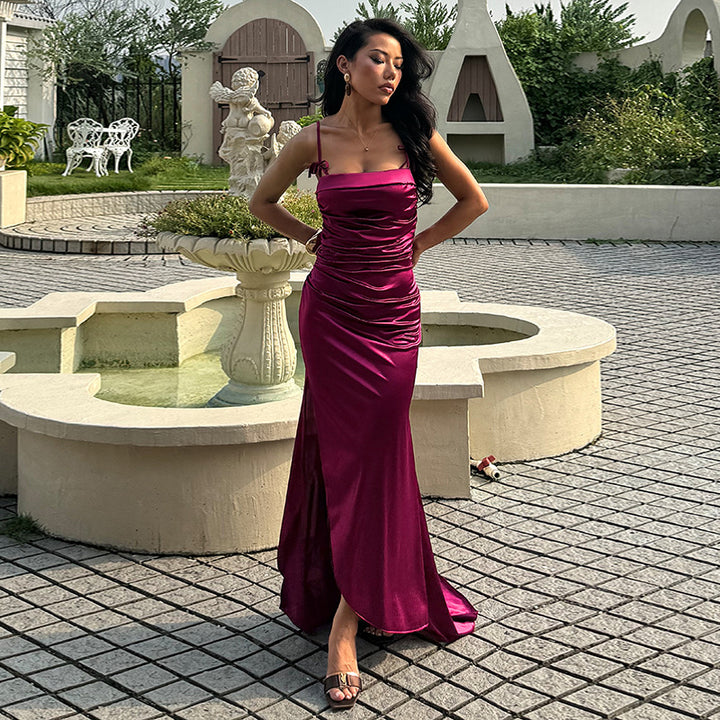 Dames Elegant Maxi Kjole med Sofistikerede Samlingselementer Stilla