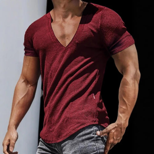 Herrernes V-hals T-shirt med struktureret stof Stilla