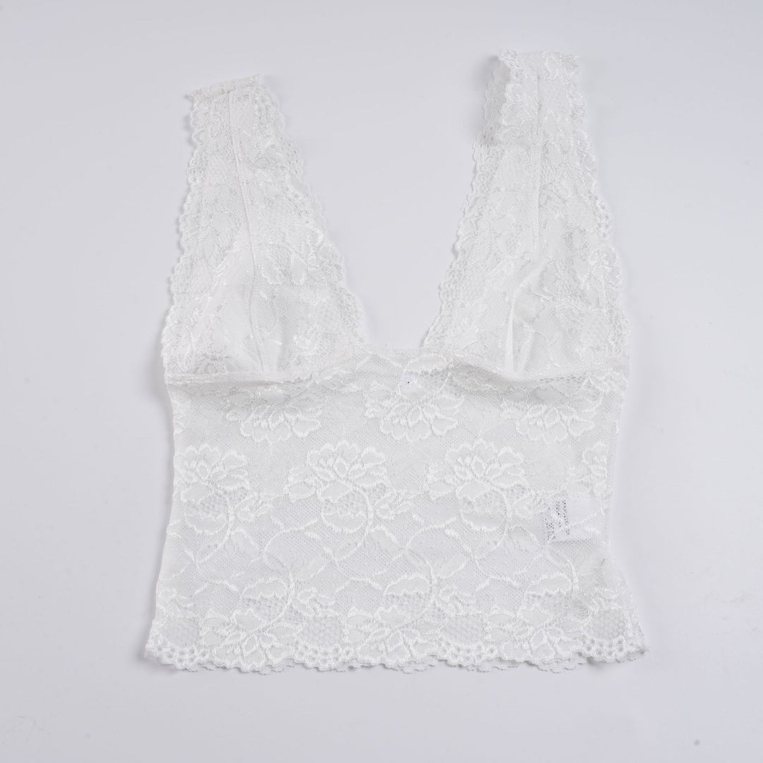 Damer-Spitze-Cami-Top med dyb V-udskæring og forførende design Skovae