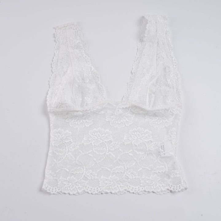 Damer-Spitze-Cami-Top med dyb V-udskæring og forførende design Skovae