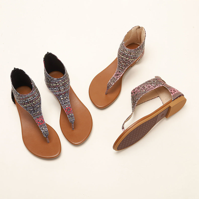 Dame flip-flops med kunstneriske udsmykninger og behagelig fodsenge-design Stilla