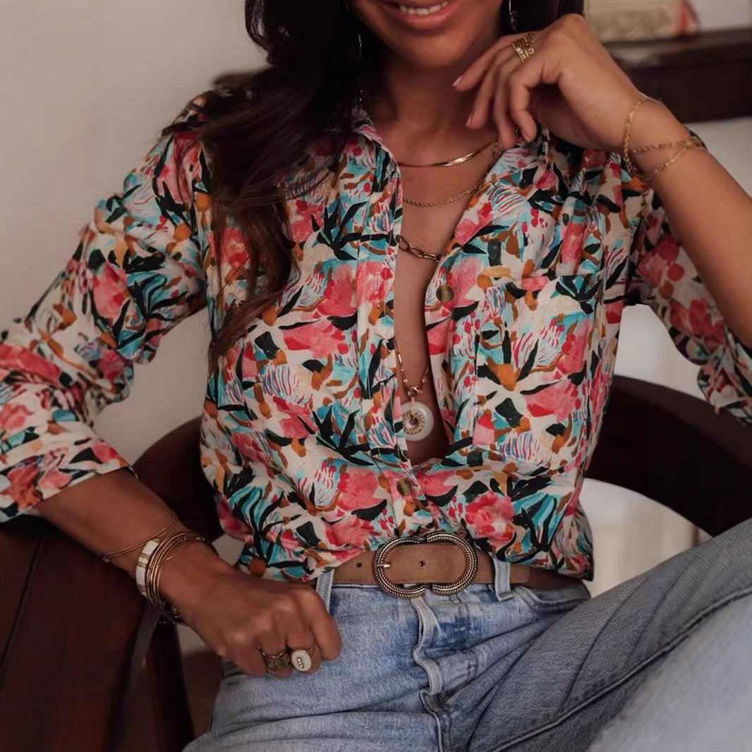 Dame bluse shirt med florale mønstre Stilla