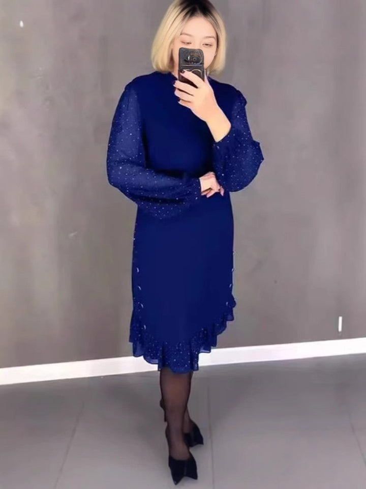 Dame Elegant Kjole med Voluminøse Ærmer og Udsnit Hem Skovae