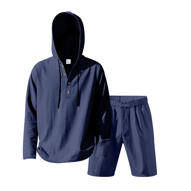 Herre Casual Hoodie-sæt med praktiske knapper og elastisk belægning Stilla