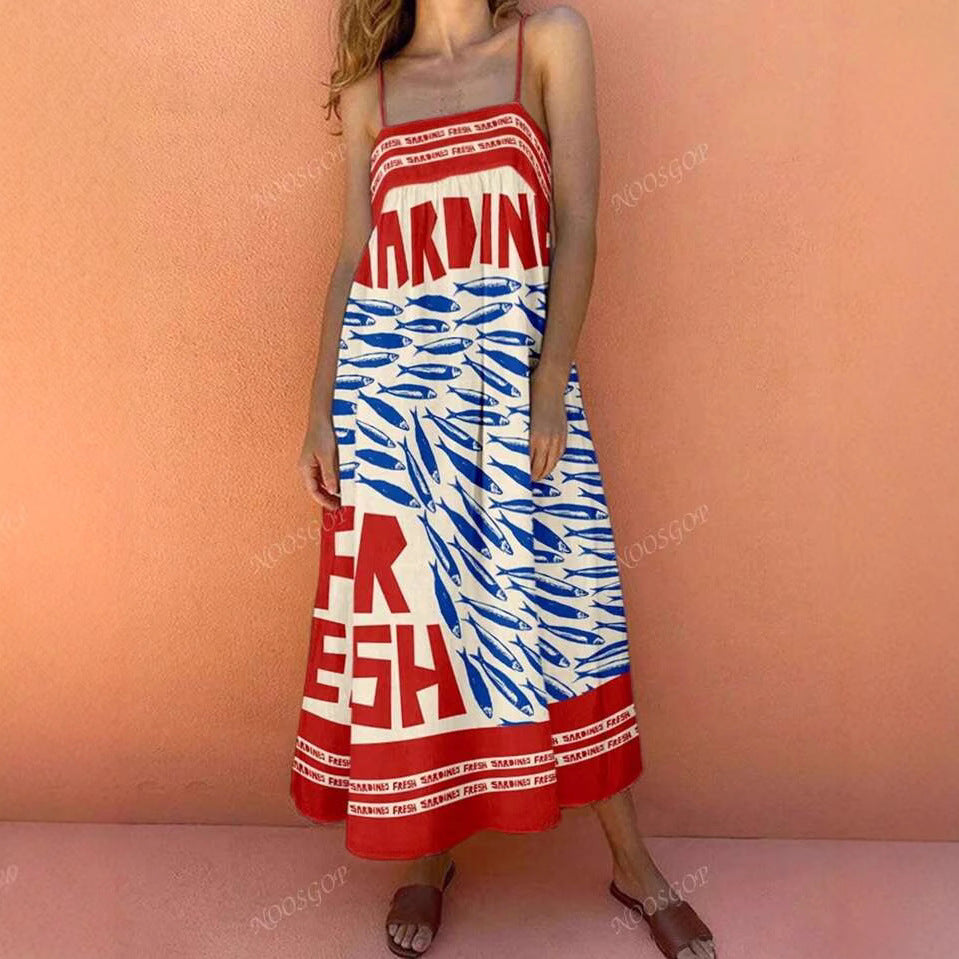 Dame Casual Grafik Maxi Kjole Stilla