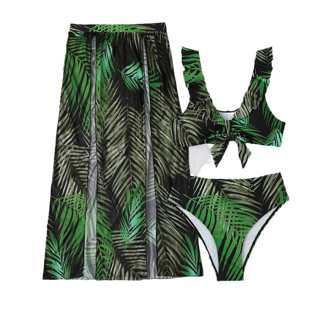 Dame bikini-sæt med fashionable indpakningsskørt og blomsterdesign Stilla