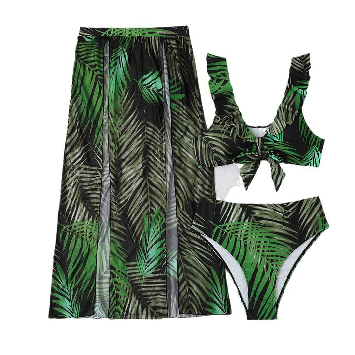 Dame bikini-sæt med fashionable indpakningsskørt og blomsterdesign Stilla