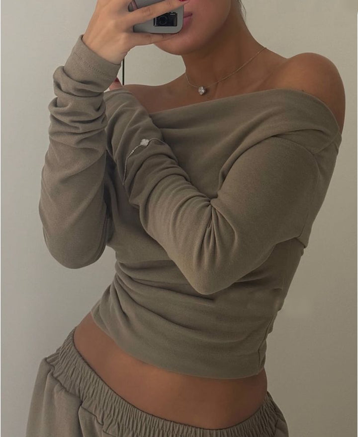 Dame Off-Shoulder Overdel med innovativt snit Stilla