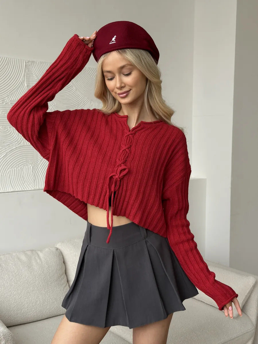 Kvindernes løse strikket sweater med kabeldesign Stilla