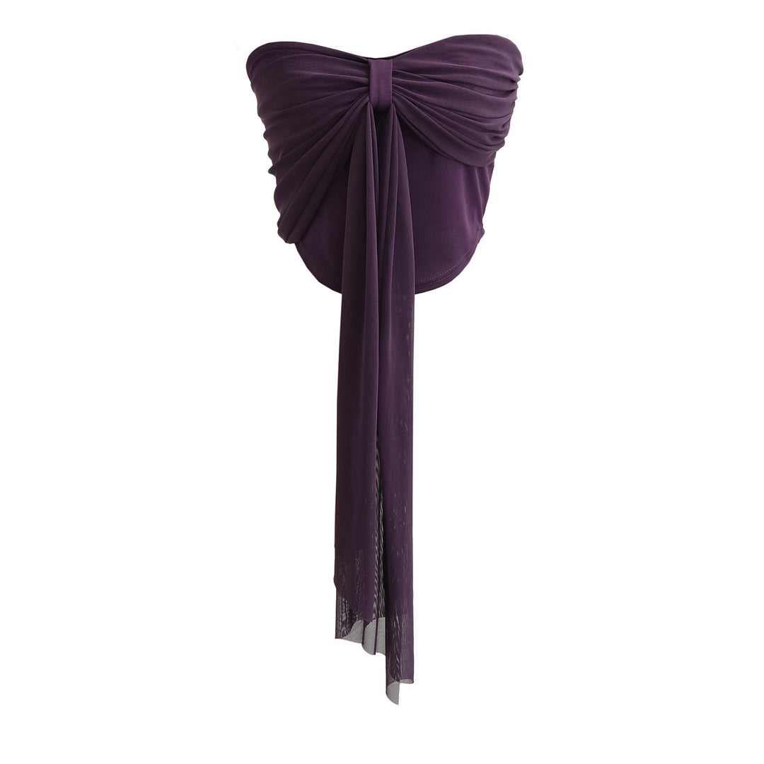 Dame Bandeau-bluse med elegant drapering og justerbar knude Stilla