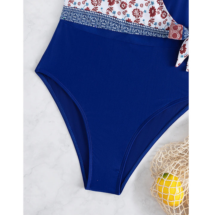 Dame En-Sidet Cut-Out Badedragt med floralt design og moderigtig bælte Stilla