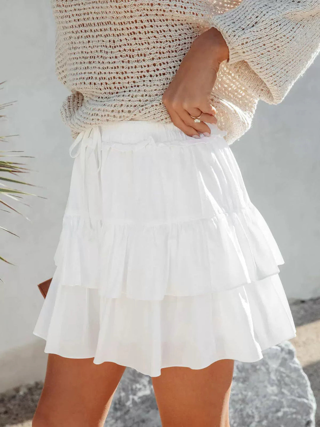 Stilla | Trendy Rynket Lagdelt Højtaljet Mini Skirt