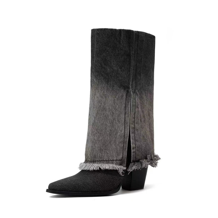 Femme High-Cut Frynset Denim Støvler Stilla