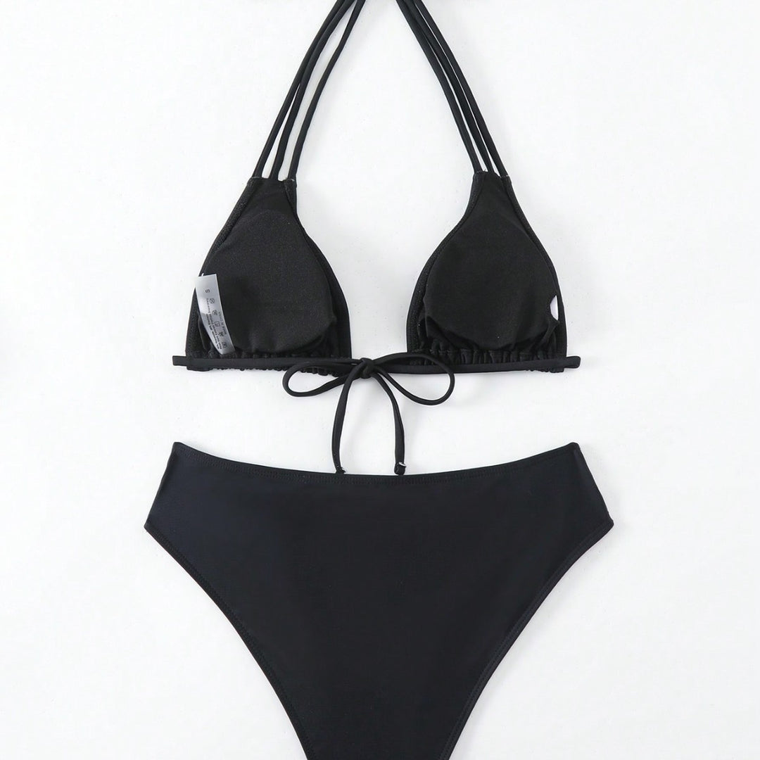 Femme Triangle String Bikini Sæt med Remme på Siderne Stilla