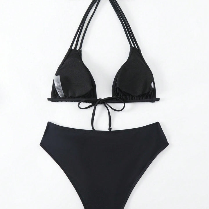 Femme Triangle String Bikini Sæt med Remme på Siderne Stilla