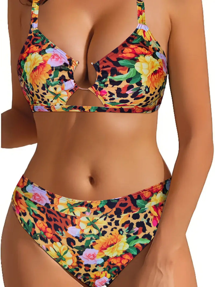 Dame Bikini-sæt med blomstret design Stilla