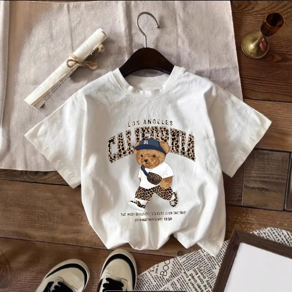 Dame T-shirt med kreativ bjørnedesign og afslappet Californien-design Stilla