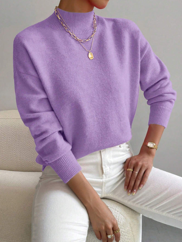 Kvinders sweater med høj krave og blødt materiale Stilla