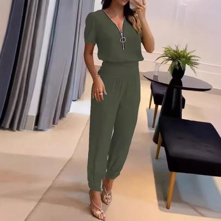 Dame Lækkert Jumpsuit med elegant V-udskæring og perfekt pasform Skovae