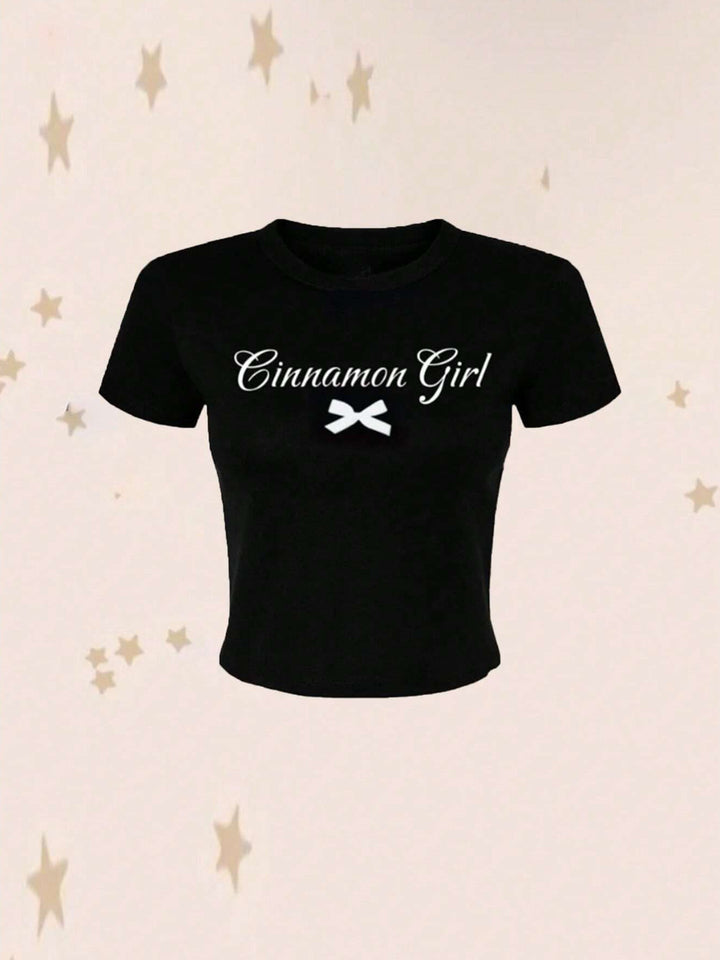 Dame Crop-T-Shirt med kreativ nostalgi-tryk og afslappet pasform Skovae