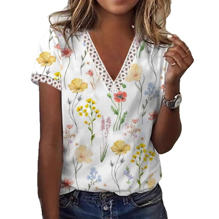 Dame Glitrende V-Pullover Bluse Skovae
