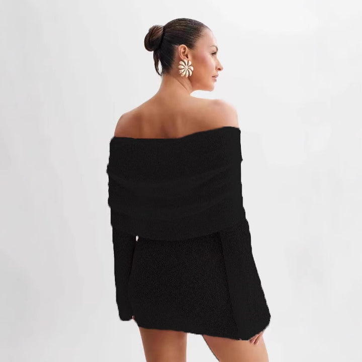 Dame Offshoulder Strikkjole Stilla