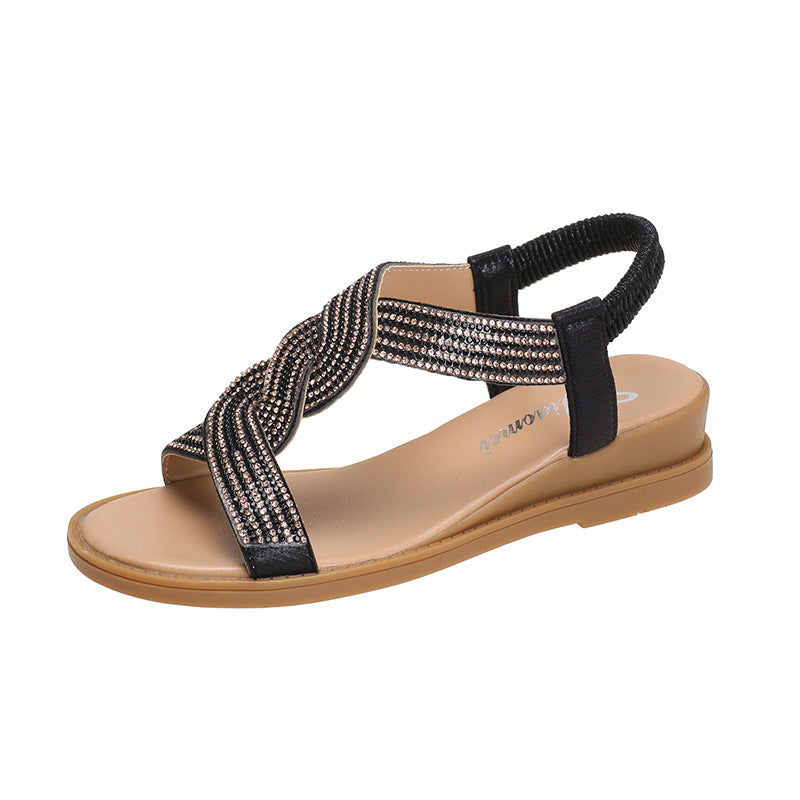 Dame sandaler med dekorative strass detaljer og komfortabelt fodseng Stilla