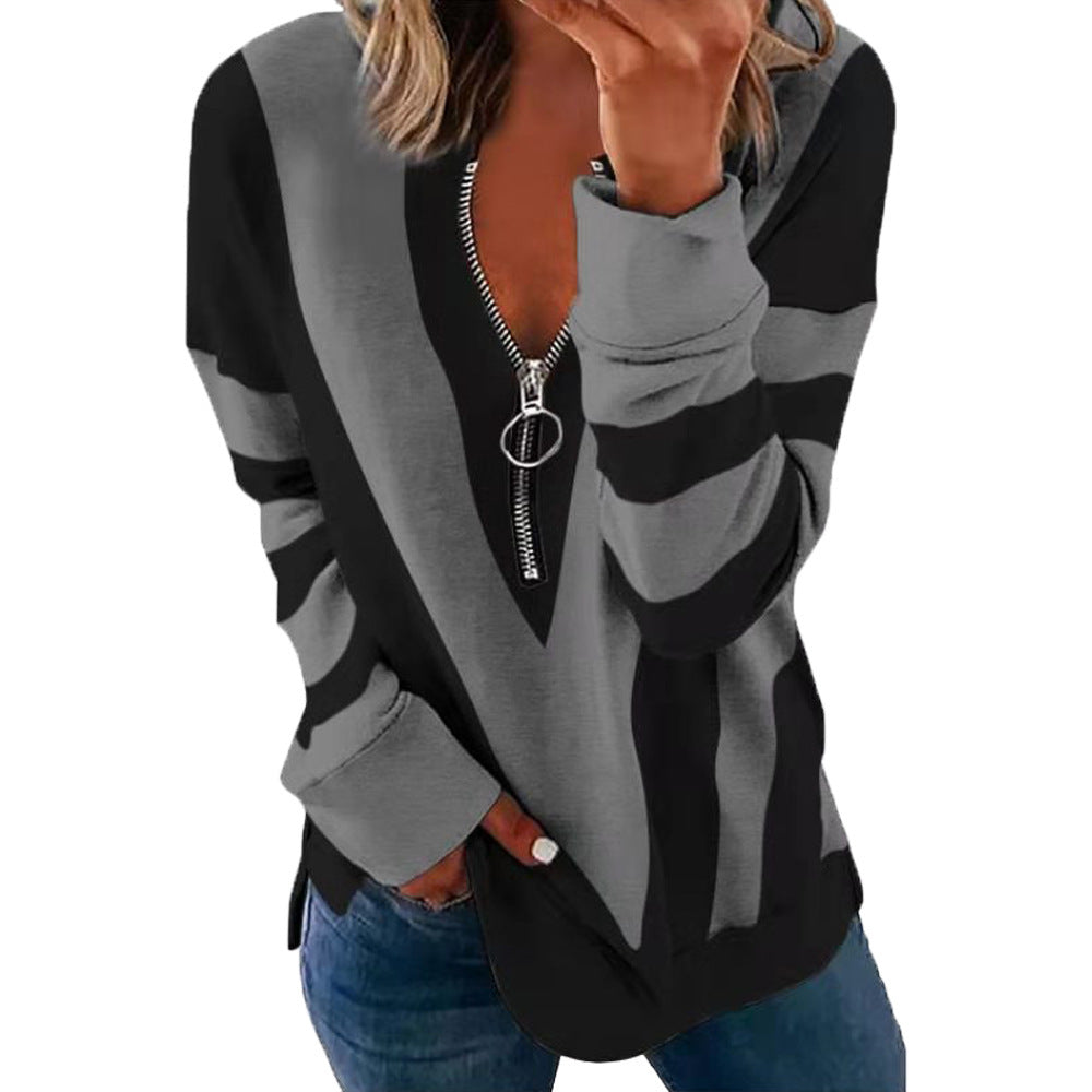 Dame Sporty sweatshirt med moderne lynlås Stilla