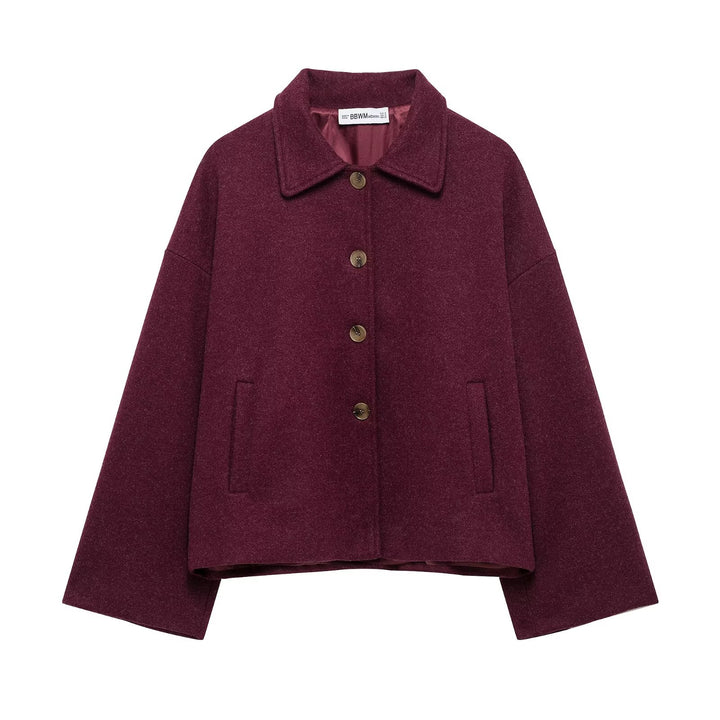 Dame cropped overgangsjakke med praktiske knapdetaljer og store lommer Stilla