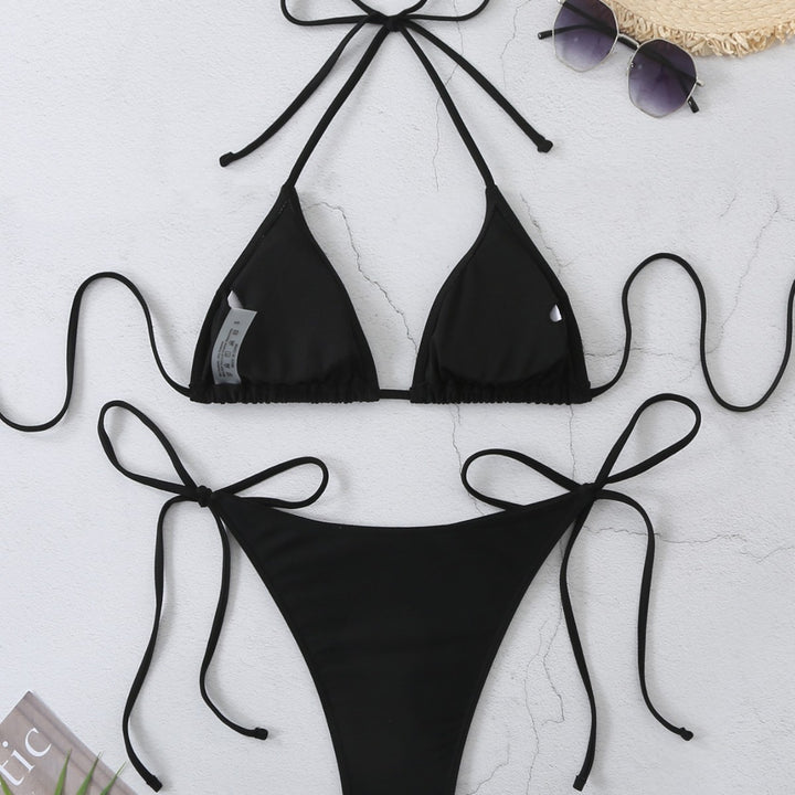Dame Triangle Tie-Front Bikini Sæt Stilla