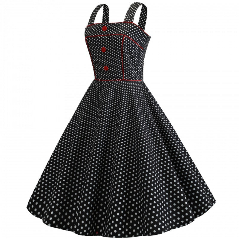 Dame Vintage Polka Dots Swing Kjole Stilla
