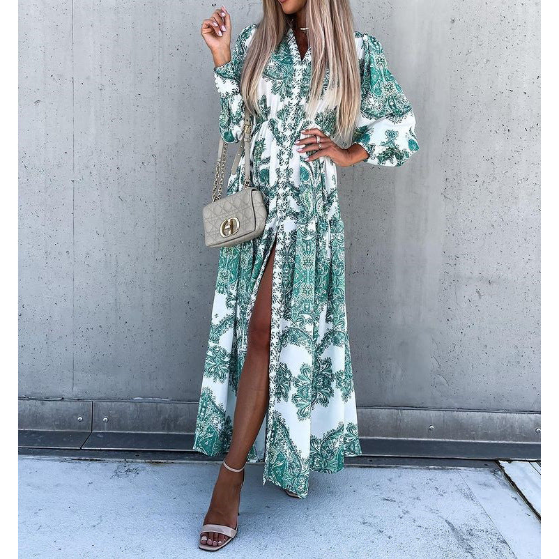 Dame Boho-maxikjole med højt slids og blomstertryk Stiila