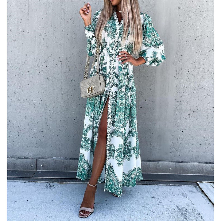 Dame Boho-maxikjole med højt slids og blomstertryk Stiila