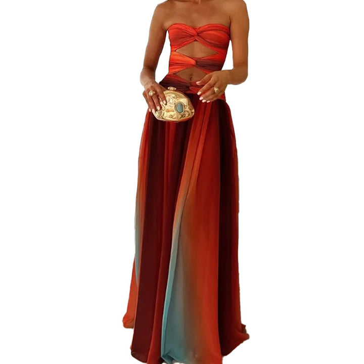 Dame Boho-Chic Maxikjole med kreative Cut-Outs og flydende skirt Stilla