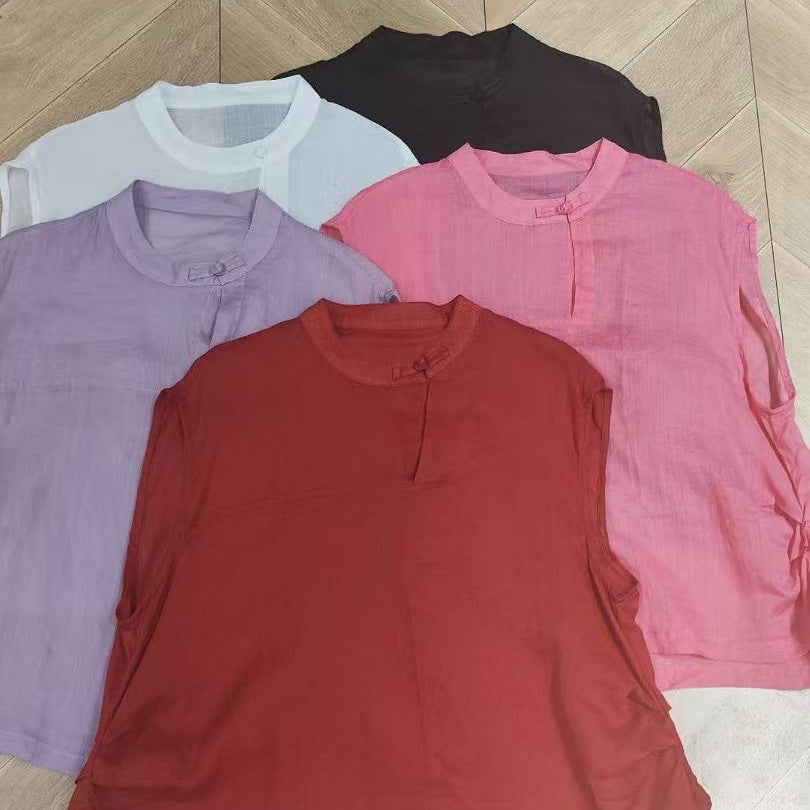 Femme Let Mandarin-krave Bluse Stilla