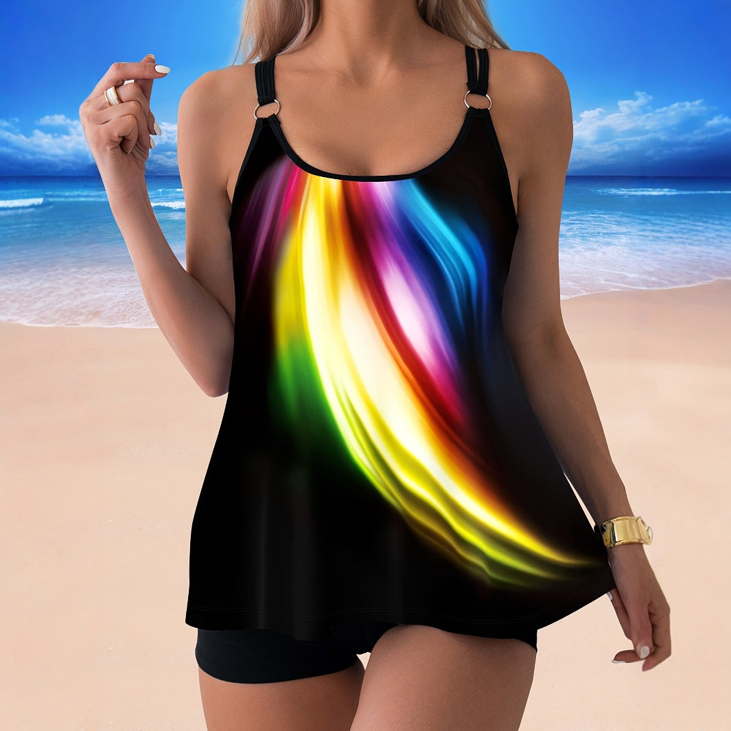 Dame Strandtop med farverig farvegradient Stilla