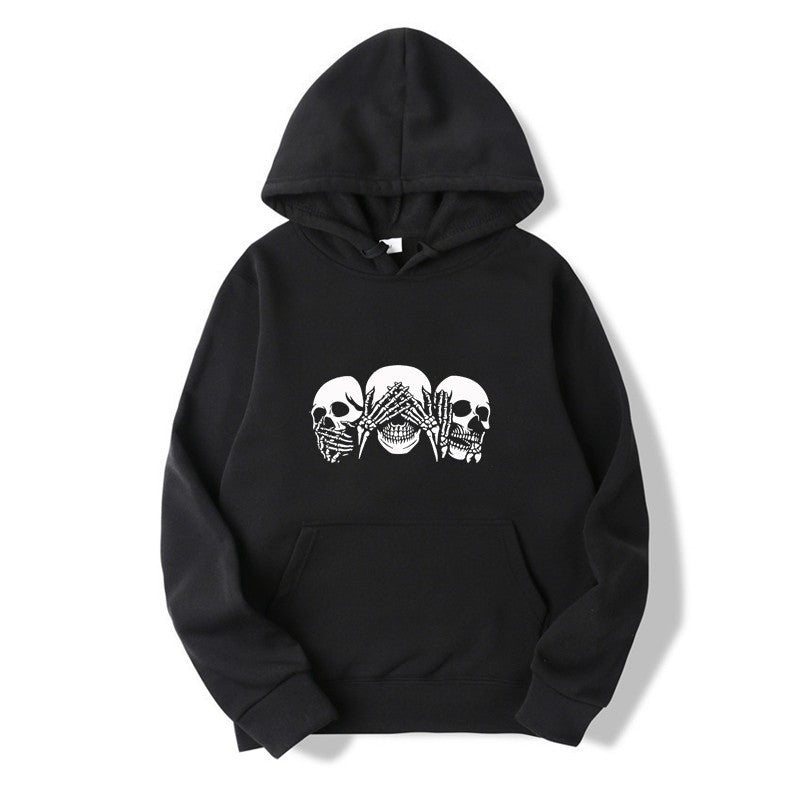 Kvindernes hoodie med kunstnerisk kranie design Skovae