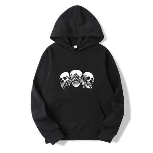 Kvindernes hoodie med kunstnerisk kranie design Skovae