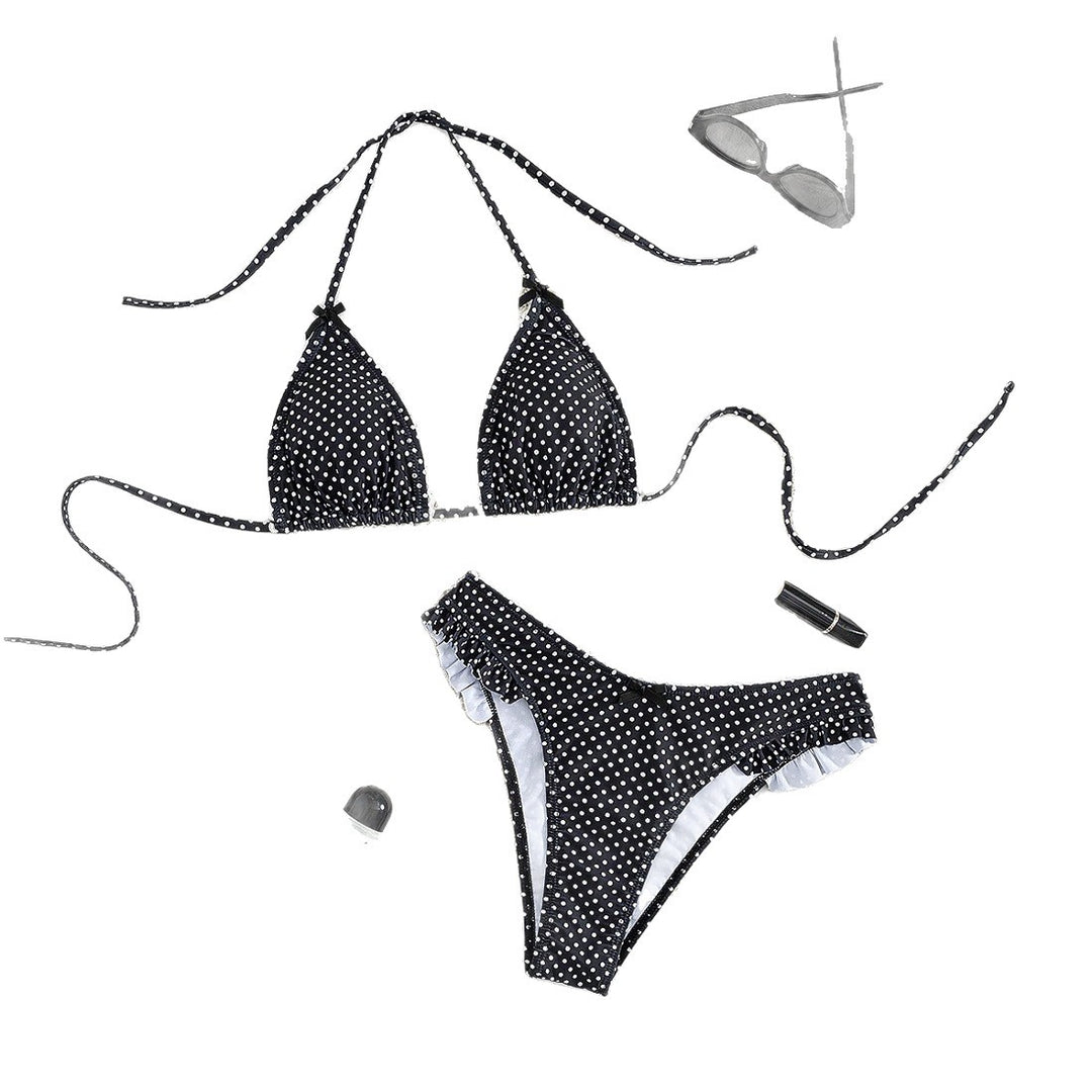 Dame triangle bikini sæt med legende prikker Skovae