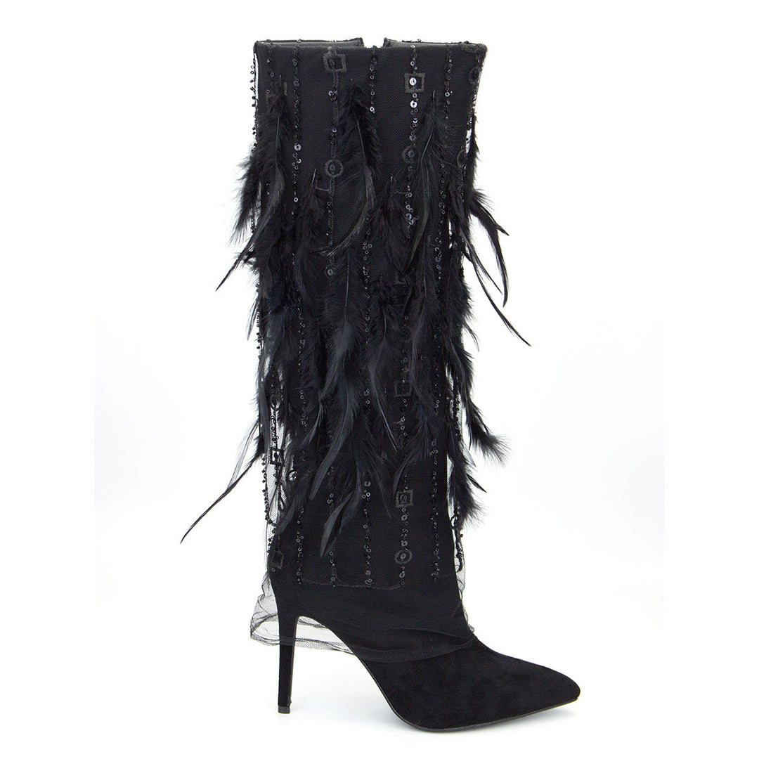 Femme High-Fashion Fjerede Stiletto-Boots Stilla