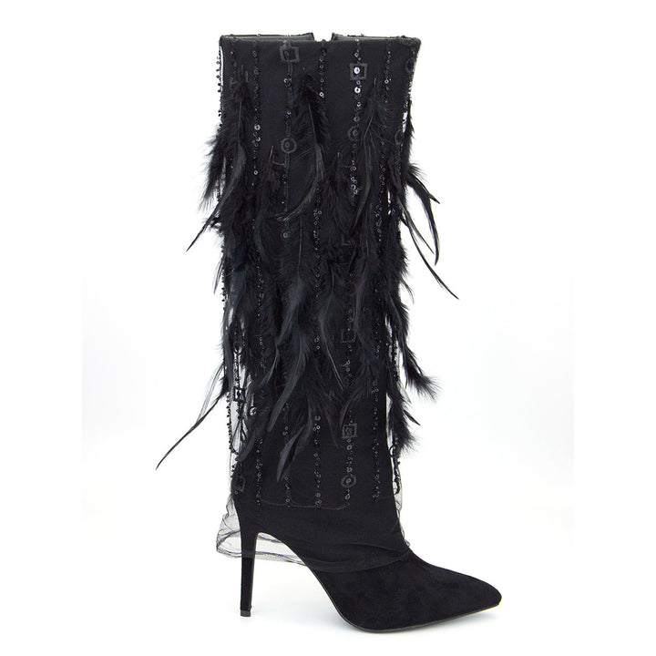 Femme High-Fashion Fjerede Stiletto-Boots Stilla