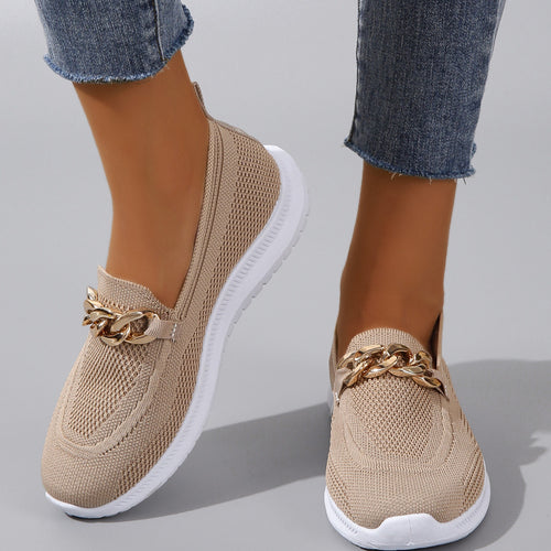 Dame Behagelige Slip-On Sneakers med moderigtigt Kæde-Detalje Stilla