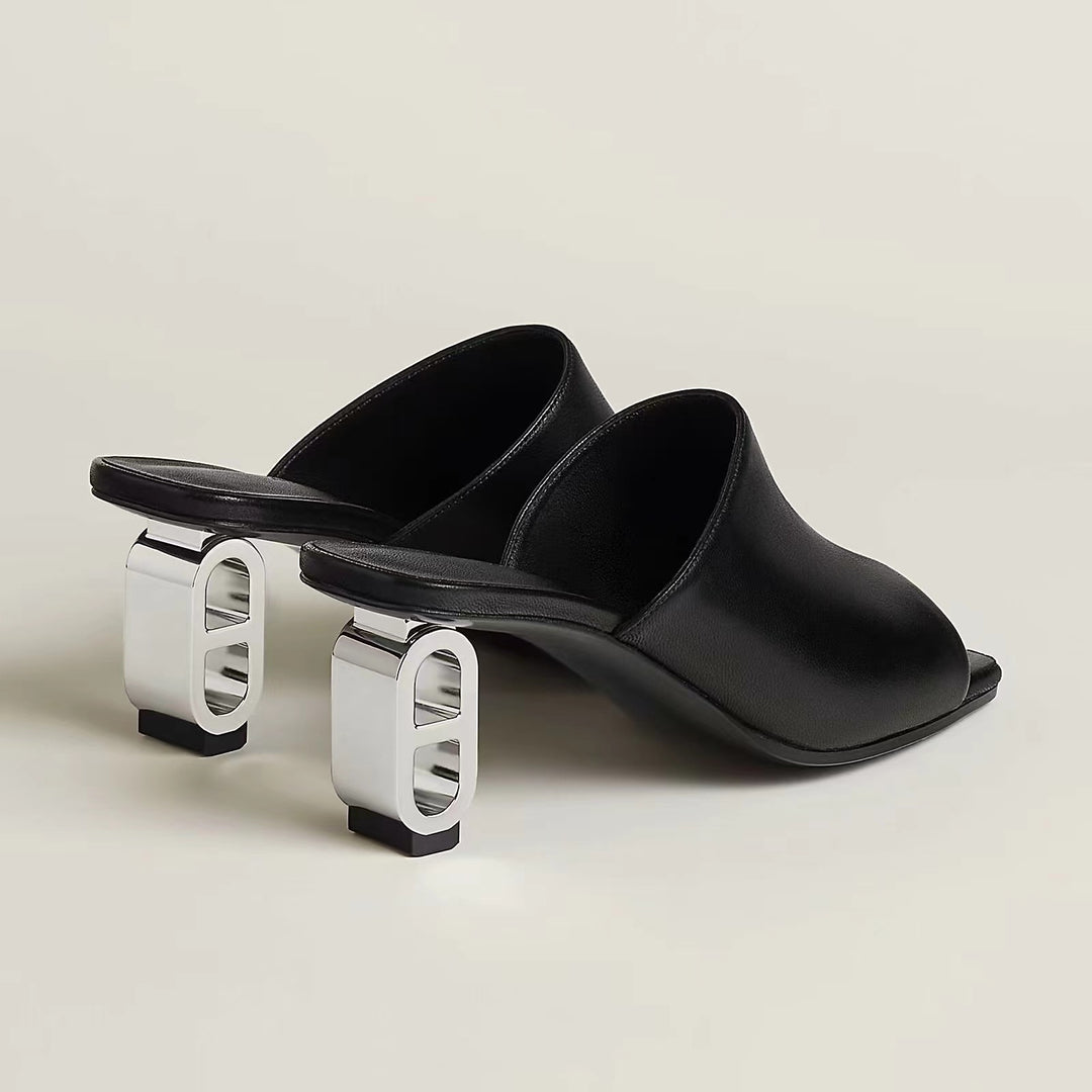 Femme Open-Toe Slide Mules med skulpturelt hældesign Stilla