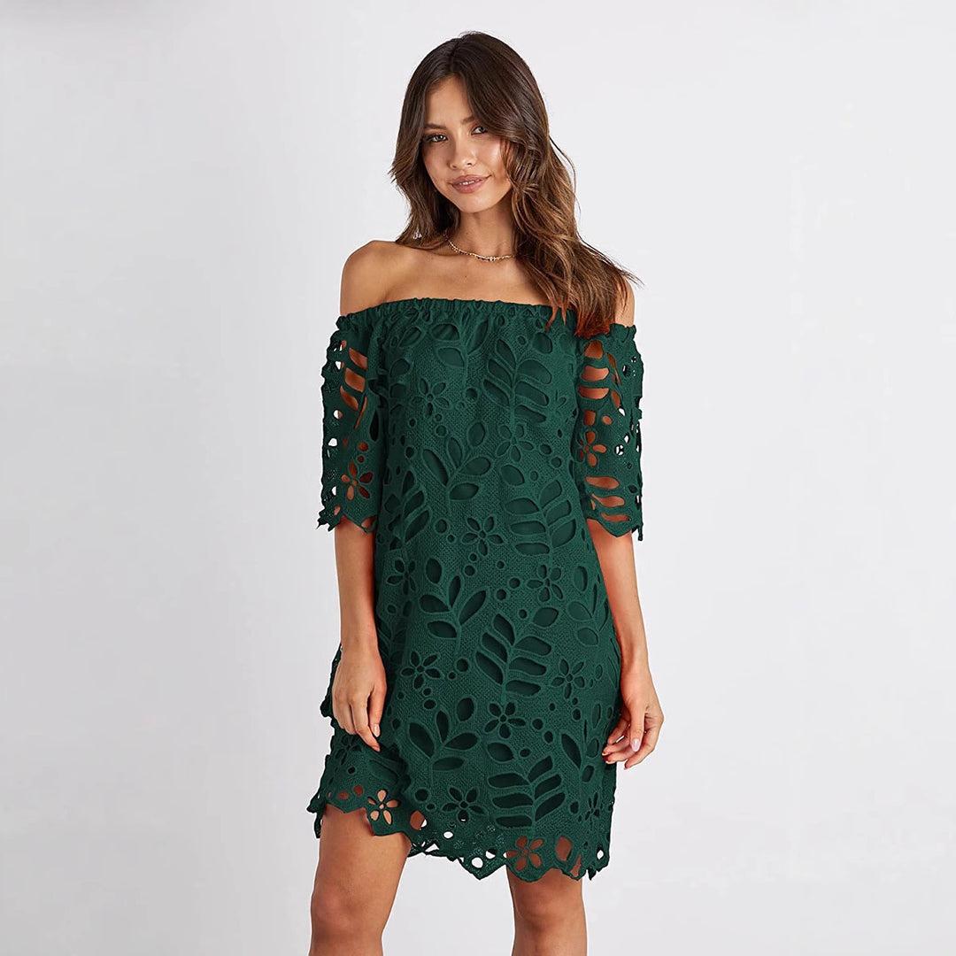 Dame Off-Shoulder Kjole i høj kvalitet broderi Stilla