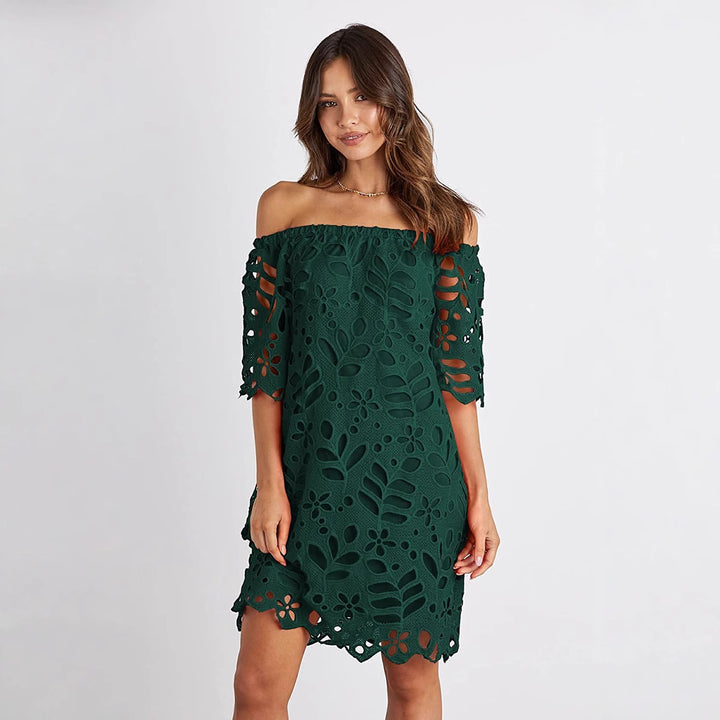 Dame Off-Shoulder Kjole i høj kvalitet broderi Stilla
