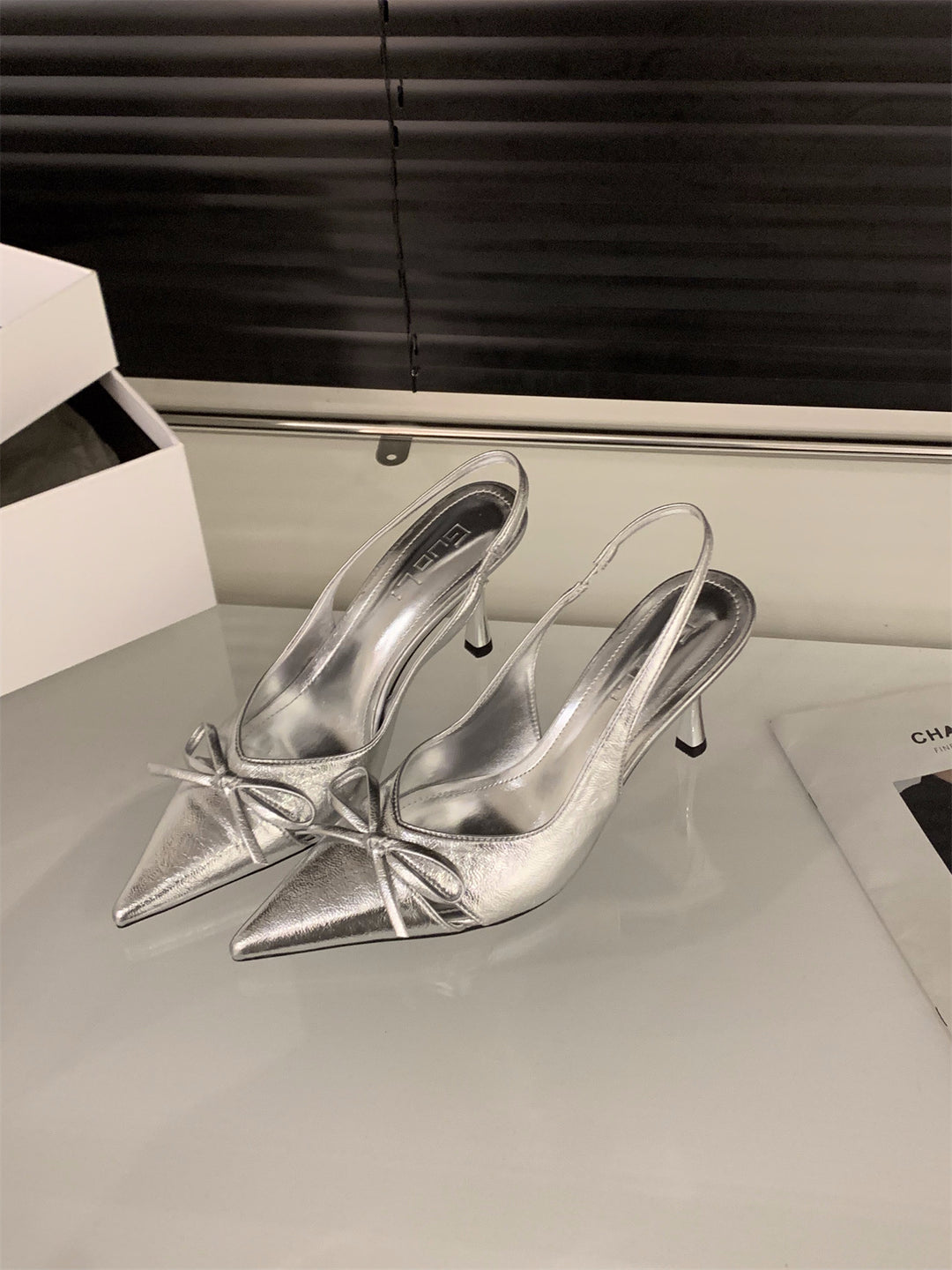 Dame elegante spidsede Slingback-hæle med sløjfedetalje Stilla 1750061780